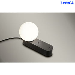 Lampe de table PERLINA TABLE avec connexion USB, CCT Switch, avec prise de courant, avec variateur tactile IP20, noir gradable