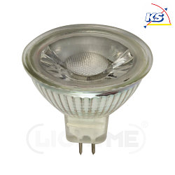 LED MR16 glass reflector lamp, 12V AC/DC, GU5.3, 5W 3000K 345lm 38