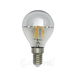 LED mirror-head drop shape filament lamp P45, E14, 4W 2700K, silver / clear