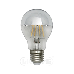 LED mirror-head pear shape filament lamp A60, E27, 4.5W 2700K, silver / clear