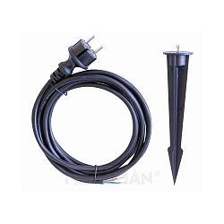 TOTT Zubehr - Erdspie + 300cm Anschlusskabel mit IP65-Stecker + offenem Kabelende