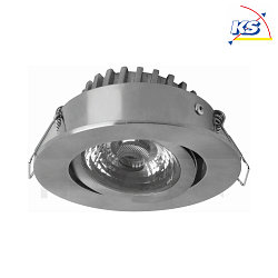 LED Einbaustrahler RICO HR, IP44, 6.5W 2800K 500lm 36, CRi> 90, schwenkbar, dimmbar, Nickel gebrstet