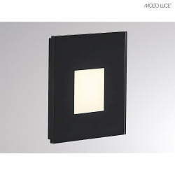 Luminaire d'encastrement mural  WALL 68R GLASS angulaire IP44, noir gradable