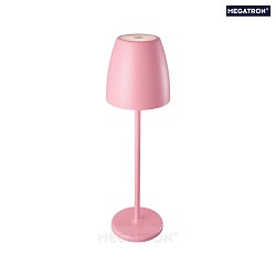 Lampe de table  accu TAVOLA haut bas, dimmable IP54, rose, blanc mat gradable
