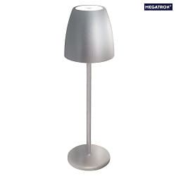 Outdoor LED  Akku Tischleuchte TAVOLA PREMIUM, IP54, 2W 2700K 200lm 90, mit Touch-Dimmer + USB-C Netzteil, silbergrau