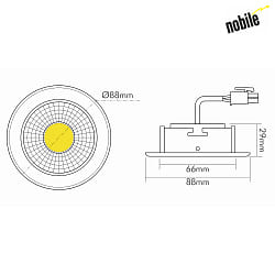 Downlight A 5068 T FLAT plat, pivotant IP20, nickel bross gradable