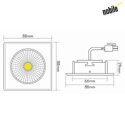 downlight 5068Q ECO FLAT BIO square IP40, brushed nickel dimmable