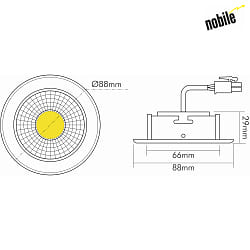 Downlight A 5068 T FLAT BIO dimmable IP40, dgager, nickel bross gradable