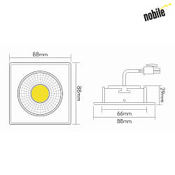 LED Downlight A 5068Q T FLAT BIO, eckig, 38, 8W, 3000K, IP40, dimmbar, nickel gebrstet