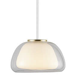 Pendant luminaire JELLY, E27, IP20, brass, glass opal white