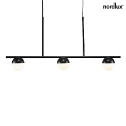 Pendant luminaire CONTINA, 3 flames, G9, IP20, glass opal white, black