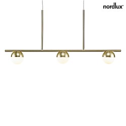 Pendant luminaire CONTINA, 3 flames, G9, IP20, glass opal white, brass