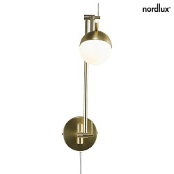 Wall luminaire CONTINA, G9, IP20, glass opal white, brass