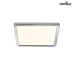 LED Ceiling luminaire OJA SQUARE 29 Bathroom luminaire, 14,5W, 3000/4000K, 1600lm, IP54, ring white and chrome