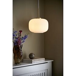 pendant luminaire MILFORD 30 2,0 E27 IP20, brass, opal white 