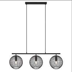Luci a sospesione BERONI 3-Lampadine E27 IP20, Nero dimmerabile