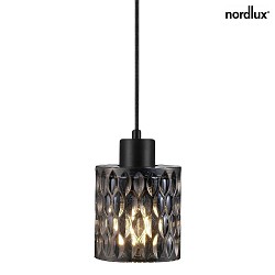 Nordlux Pendant luminaire HOLLYWOOD, height 17.7cm, shade  10.8cm, pendulum 300cm, E27, smoky glass / black