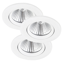 Nordlux LED Recessed Downlight FREMONT IP23 Set of 3, each  8.5cm, 5.5W 2700K 345lm 36, swiveling 12, white