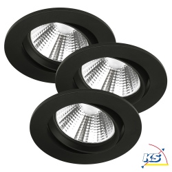 LED Einbau-Downlight FREMONT IP23 3er-Set, jeweils  8.5cm, 5.5W 4000K 345lm 36, schwenkbar 12, schwarz