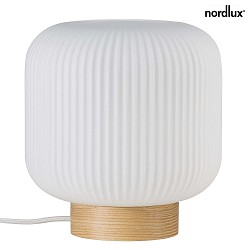 Table lamp MILFORD, E27, IP20, glass opal white, base brown