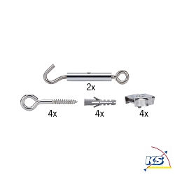 Accessories for Wire system 12V WIRE SYSTEM L&E Spann assembly set, not isolated, chrome