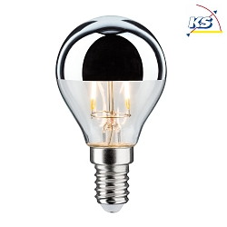 LED Filament Top mirrored Lamp Drop SILVER, 230V, E14, 2.6W 2700K 220lm, clear