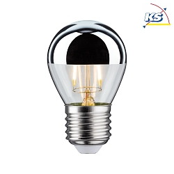 LED Filament Top mirrored Lamp Drop SILVER, 230V, E27, 2.6W 2700K 220lm, clear