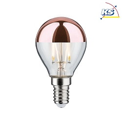 LED Filament Top mirrored Lamp Drop COPPER, 230V, E14, 2.6W 2700K 220lm, clear