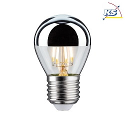 LED Filament Top mirrored Lamp Drop SILVER, 230V, E27, 4.8W 2700K 360lm, dimmable, clear