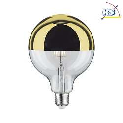 LED Deco Globe G125 Top mirrored Lamp GOLD, 230V, E27, 6.5W 2700K  600lm, dimmable, clear
