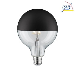 LED Deco Globe G125 Top mirrored Lamp BLACK MATT, 230V, E27, 6.5W 2700K  600lm, dimmable, clear
