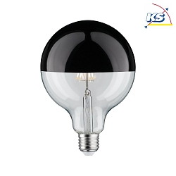 LED Deco Globe G125 Top mirrored Lamp BLACK CHROMe, 230V, E27, 6.5W 2700K  600lm, dimmable, clear