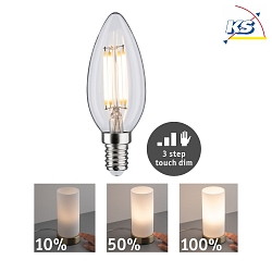 LED Filament Candle Lamp B35, 230V, E14, 5W 2700K 432lm, 3-step dimmable, glass clear