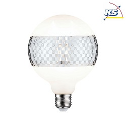 LED Deco Globe Lamp G125 Ring mirrored SILVER CARDED, 230V, E27, 4.5W 2600K 470lm, dimmable, clear