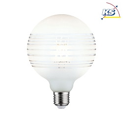 LED Deco Globe Lamp G125 Ring mirrored WHITE LINED, 230V, E27, 4.5W 2600K 470lm, dimmable, clear