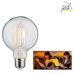 LED Filament Globe Lamp G95, 230V, E27, 7W 1800-3000K 806lm, dim-to-warm, glass clear