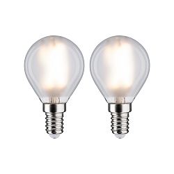 2er-Set LED Filament Tropfenform P45, 230V, E14, 4.5W 2700K 470lm, matt