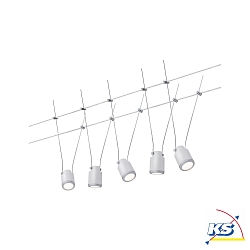 Luce a corda TUNLED Set di 5, commutabile, Cromo opaco, Bianco