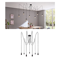 Luci a sospesione NEORDIC KETIL 7-Lampadine E27 IP20, Nero dimmerabile