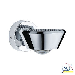 Lampada da parete SABIK LED su / gi, con ottica a lente IP44, Cromo dimmerabile