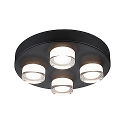 LED Decken-/Wandleuchte KAME Badleuchte, rund, 4x 4,2W, 3000K, 2480lm, IP44, schwarz