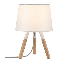 Lampe de table NEORDIC BERIT  1 flamme, avec abat-jour E27, bois, blanche gradable