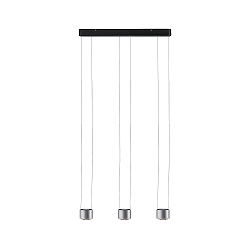 pendant luminaire ALDAN LED up / down, 3 flames, brushed aluminium, black dimmable