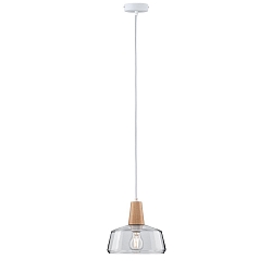 pendant luminaire NEORDIC YVA E27, wood, clear dimmable