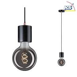 Marble Pendant luminaire NEORDIC NORDIN, E27 max. 20W, handmade, black / copper matt