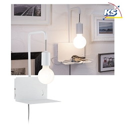 Wall luminaire CALVANI with shelf, USB port and switch, 230V, E27 max. 40W, white
