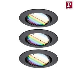 recessed luminaire BASE COIN LED swivelling, set of 3, RGBW, ZigBee controllable LED IP20