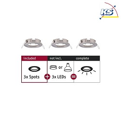 3er-Set Einbauleuchte CHOOSE, starr, IP44, 230V, max. 3x 10W 5.1cm, Eisen gebrstet