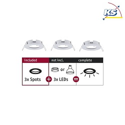 Set of 3 Recessed luminaire CHOOSE, fixed, IP44, 230V, max. 3x 10W 5.1cm, white matt