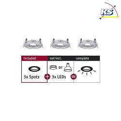 Set of 3 Recessed luminaire CHOOSE, fixed, IP44, 230V, max. 3x 10W 5.1cm, alu turned